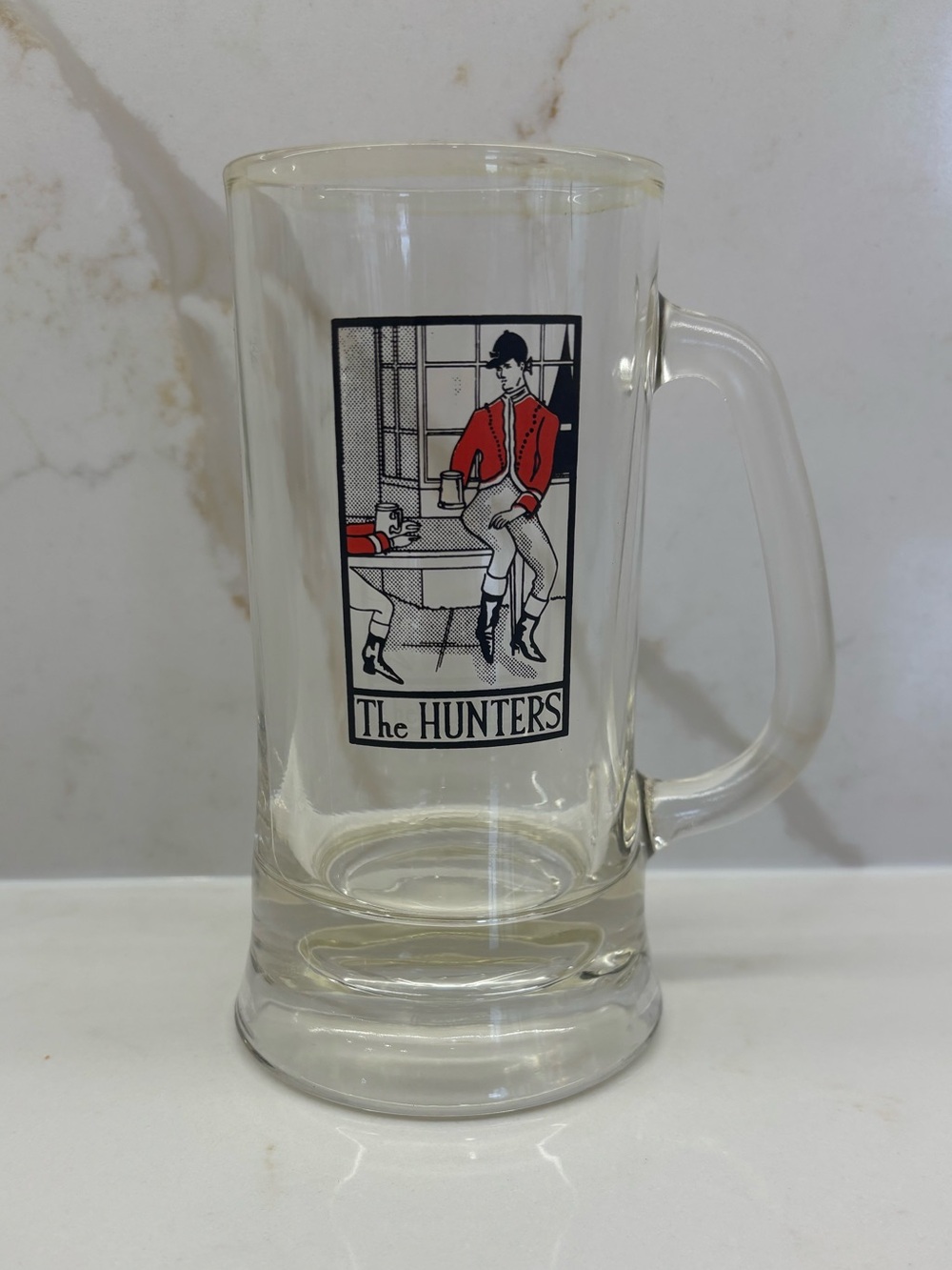 Vintage “The Hunters” Glass Beer Mug / Tankard Equestrian Horse Riding Barware